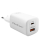 Ładowarka i akumulator QOLTEC Ładowarka sieciowa 65W GaN ULTRA | 5-20V | 2.25-3.25A | 1 x USB typ C PD | 1 x USB QC 3.0 | Biała 50765